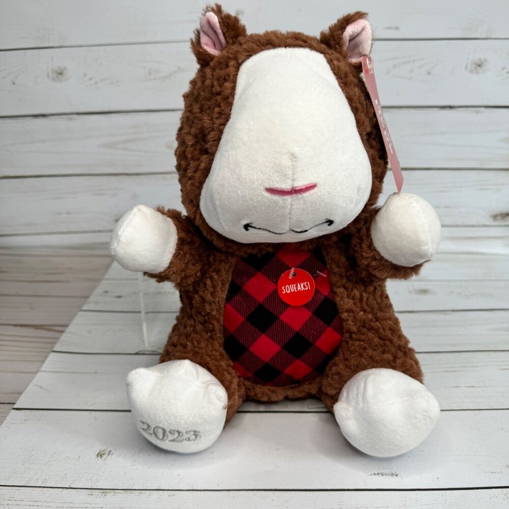 Petsmart Hope Brown & White Hamster‎ Plaid Squeaky 11" Plush Toy 2023